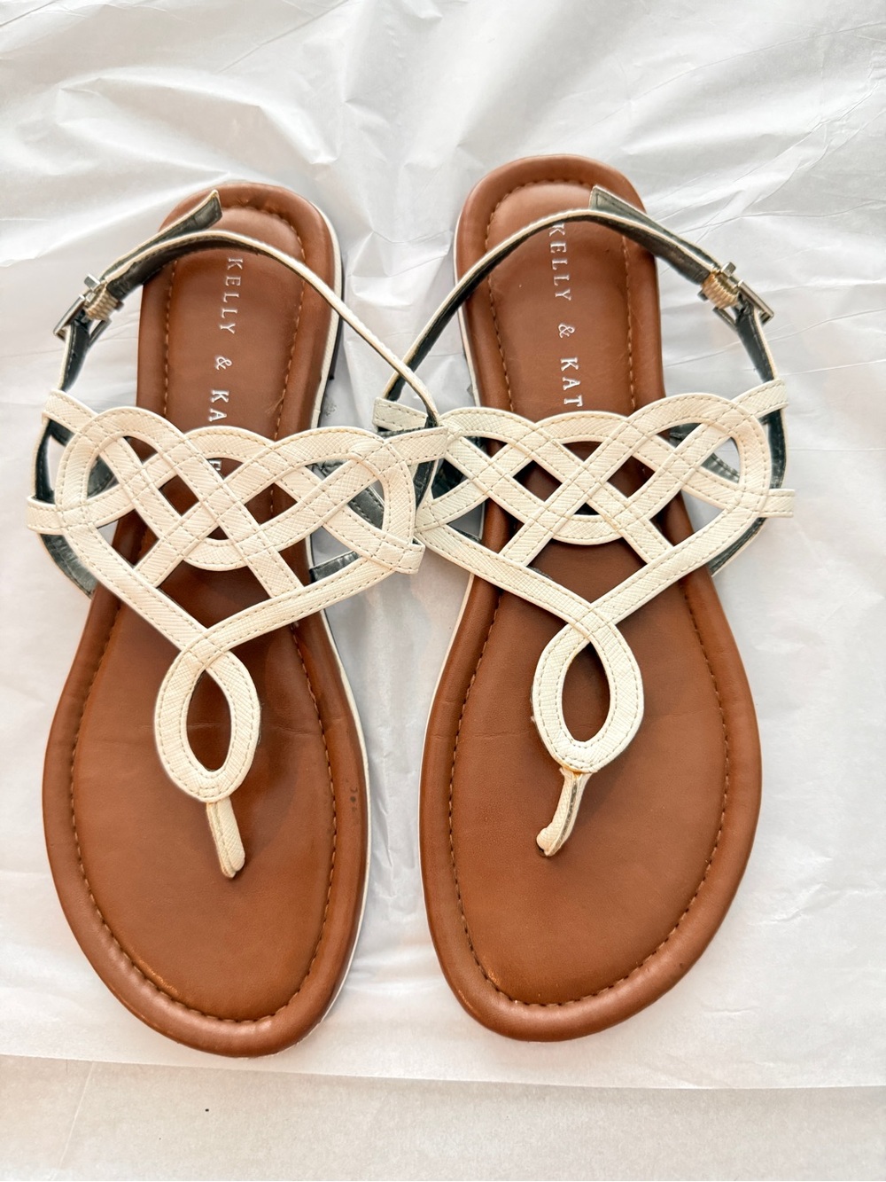 White sandals size 8